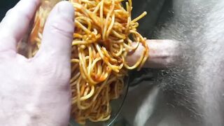 Fucking the leftover spaghetti. Added some cream sauce ???? Fantasizing sex on your period.