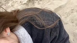 My 18 year old wife gives me a blowjob near the ocean