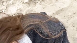 My 18 year old wife gives me a blowjob near the ocean