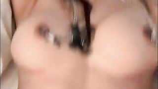 Gag ball session with cum all over my face