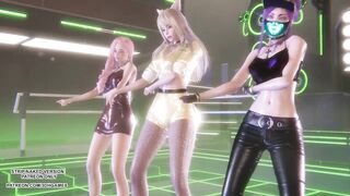 [MMD] T-ARA - Sugar Free Ahri Seraphine Akali Sexy Hot Kpop Dance League Of Legends 4K Uncensored