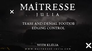 Tease and Denial Orgasm Pantyhose Footjob ! Edging Control for this Sissy Maitresse Julia