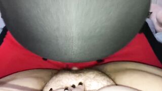 Quick pullout cumshot on plump hairy pussy and chubby belly ????????