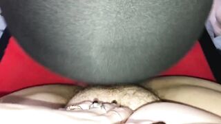 Quick pullout cumshot on plump hairy pussy and chubby belly ????????