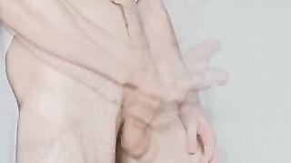 Measuring my DICK and jerking off with 2 hands