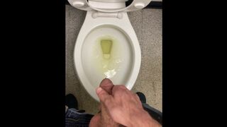 Working desperate to piss running to public restroom huge dick moaning relief almost wet myself