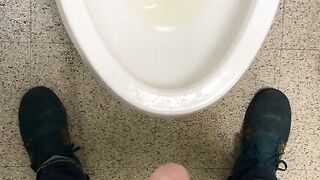 Working desperate to piss running to public restroom huge dick moaning relief almost wet myself