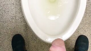 Working desperate to piss running to public restroom huge dick moaning relief almost wet myself