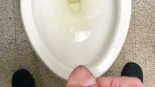 Working desperate to piss running to public restroom huge dick moaning relief almost wet myself