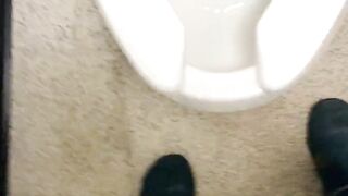 Working desperate to piss running to public restroom huge dick moaning relief almost wet myself