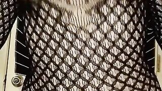 dancing in a sheer fishnet dress- twerking my pawg ass and bouncing my big tits