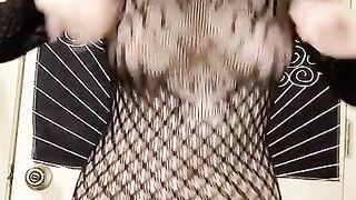 dancing in a sheer fishnet dress- twerking my pawg ass and bouncing my big tits