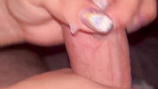 Sparkle nails milking and edging cumshot