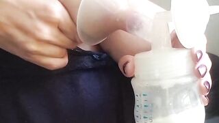 Squeezing and pumping breast.