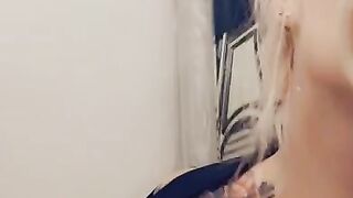 Sexy blonde no makeup flashing pussy and tits teaser