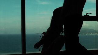 Artistic silhouette - Tied up Asian teen sucking dick with an ocean view - Baebi Hel