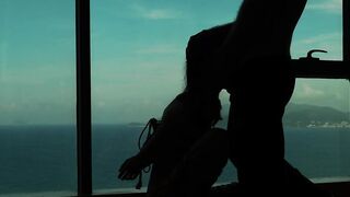 Artistic silhouette - Tied up Asian teen sucking dick with an ocean view - Baebi Hel