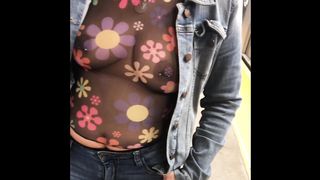 Changing in Public into see through Top in Public