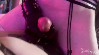 T-Girl Kitty Maid Rides Mistresses Strap Until She Begs To Cum