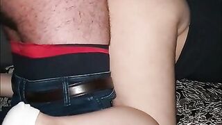 Step son helps step mom pulled down pants and fuck her from behind