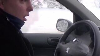 36 female sneezes in the snow whose several while driving a car