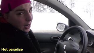 36 female sneezes in the snow whose several while driving a car