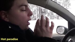 36 female sneezes in the snow whose several while driving a car