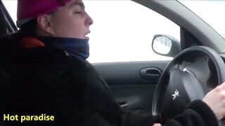 36 female sneezes in the snow whose several while driving a car