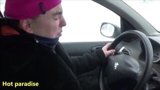 36 female sneezes in the snow whose several while driving a car