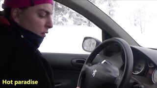 36 female sneezes in the snow whose several while driving a car