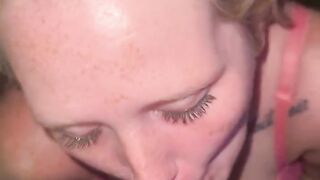 Cumshot in mouth pretty girl swallows cum