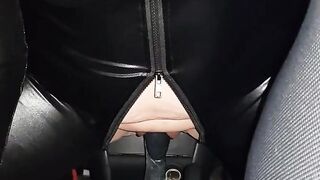 Soaking wet pussy fucking car gearstick