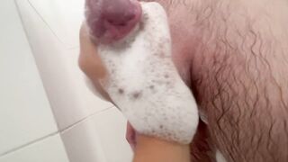 Taking a shower hidden from my parents with my friend taking the opportunity to masturbate and soap