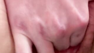 Creamy squirting while fingering my hairy pussy