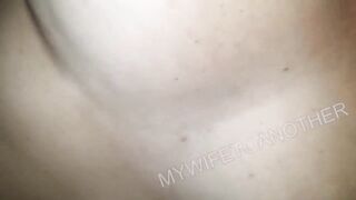 Huge cumshot on my wife's tits and eating my own cum