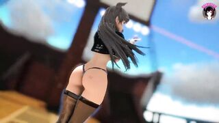 Huge Ass Cat Girl Dancing In Sexy Black Stockings (3D HENTAI)