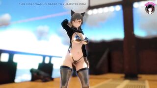 Huge Ass Cat Girl Dancing In Sexy Black Stockings (3D HENTAI)