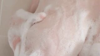 Tits N Tats British Slut Wet and Soapy Fun In The Shower With Big Soapy Boobs