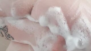 Tits N Tats British Slut Wet and Soapy Fun In The Shower With Big Soapy Boobs