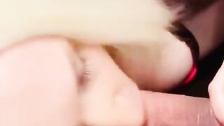 POV - BLONDE MILF SLUT gives sloppy spitting BLOW JOB