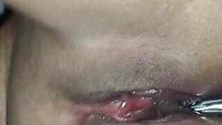 Fucks her self with anal hook in vagina dripping wet