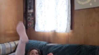 Cute Teen Sucks and Fucks Pink Dildo!!