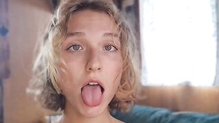 Cute Teen Sucks and Fucks Pink Dildo!!