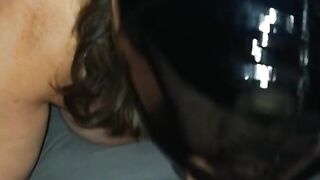 Hooded Amateur Wife sucking cock pukes Part 2