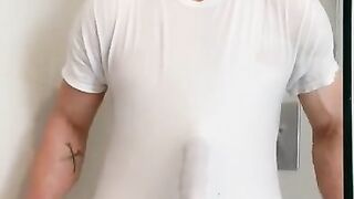 Monster Cock vs Wet White Tee