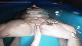 fucking in the pool on 7-14-23 at night with a BJ