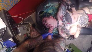 Blowjob big dick tattoo artist tattoos face Asian big tits fetish bondage hardcore metal pov sucking