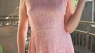 Sexy Goddess D Smoking in Pretty Pink Lace Dress - Full Length Video