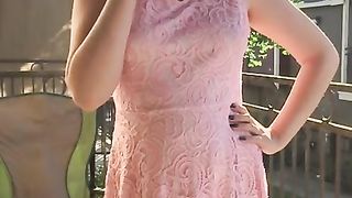 Sexy Goddess D Smoking in Pretty Pink Lace Dress - Full Length Video