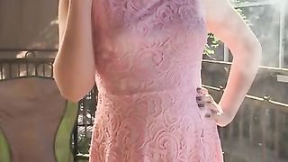 Sexy Goddess D Smoking in Pretty Pink Lace Dress - Full Length Video